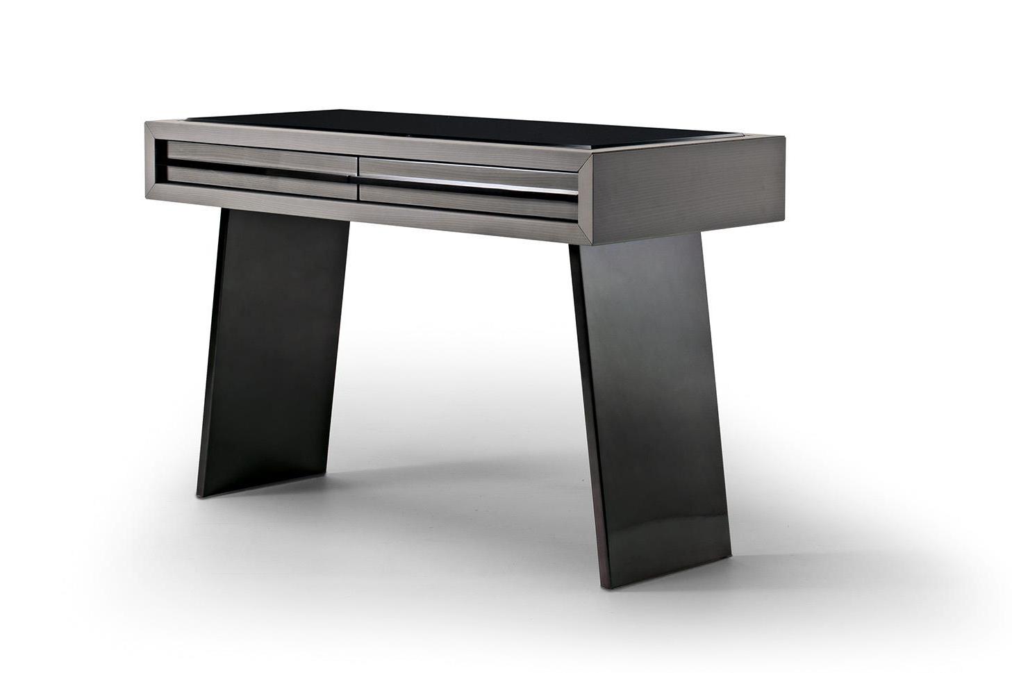 Scrivania Elegante Top Vetro Nero