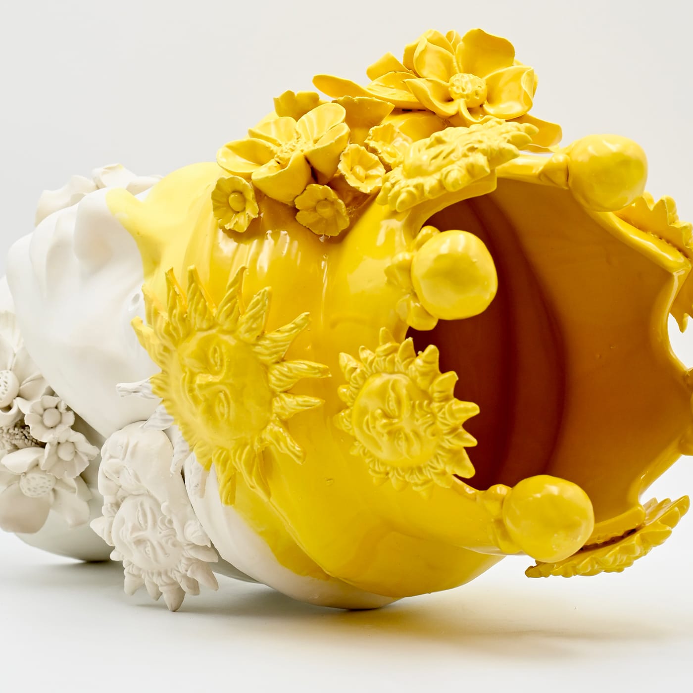 Testa di Moro Oro e Bianca Artigianale Scultura