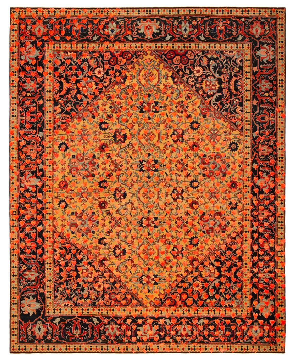 Tappeto Serapi Queensbury Broken Heart Giallo Neon Arancio Seta | Misura: 250 x 300 cm