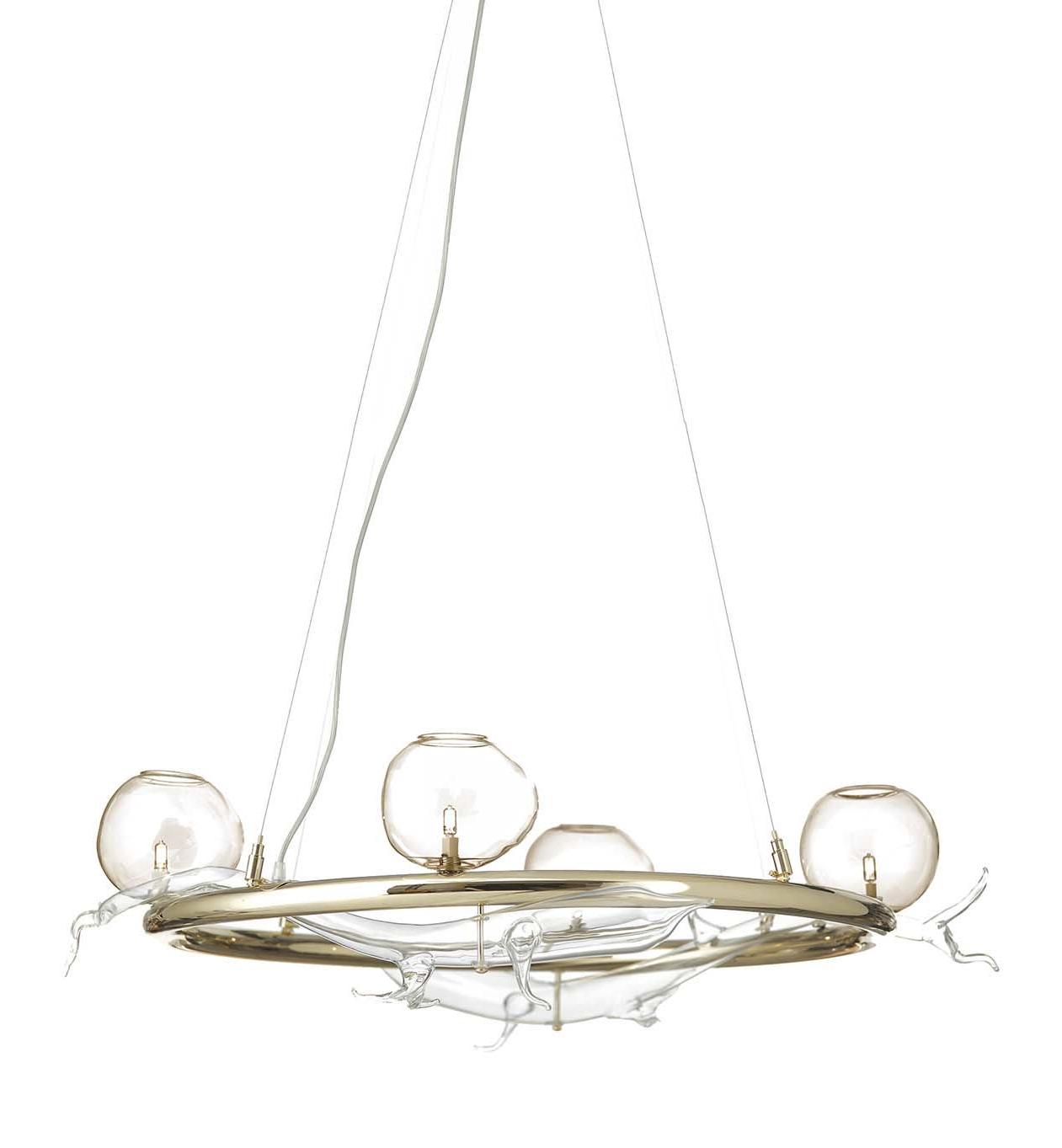 Lampadario Organico ad Anello Dorato