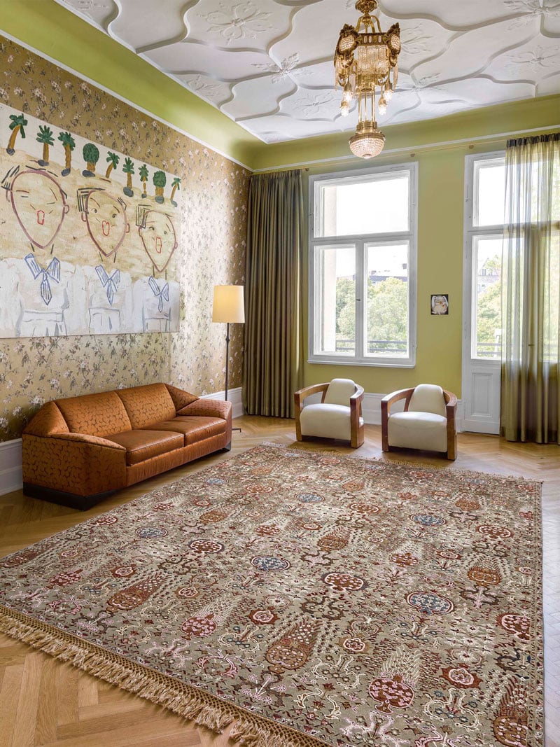 Tappeto Lusso Isfahan Grigio/Verde | Misura: 274 x 365 cm
