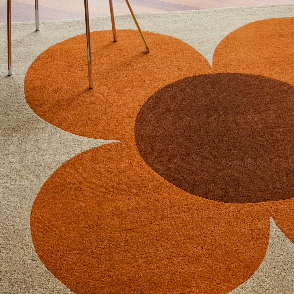 Flower Placement Pumpkin/Ecru Tappeto