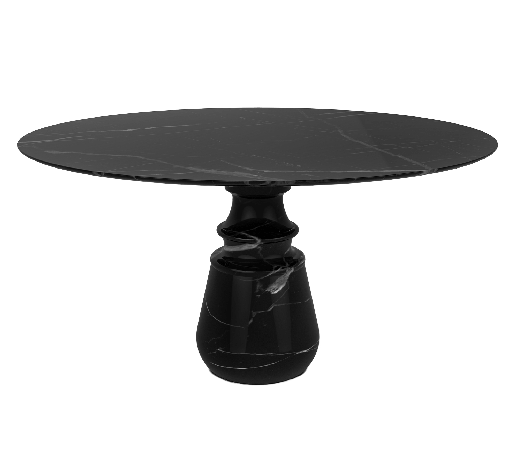 Tavolo Rotondo in Marmo Nero Marquina Obsidian