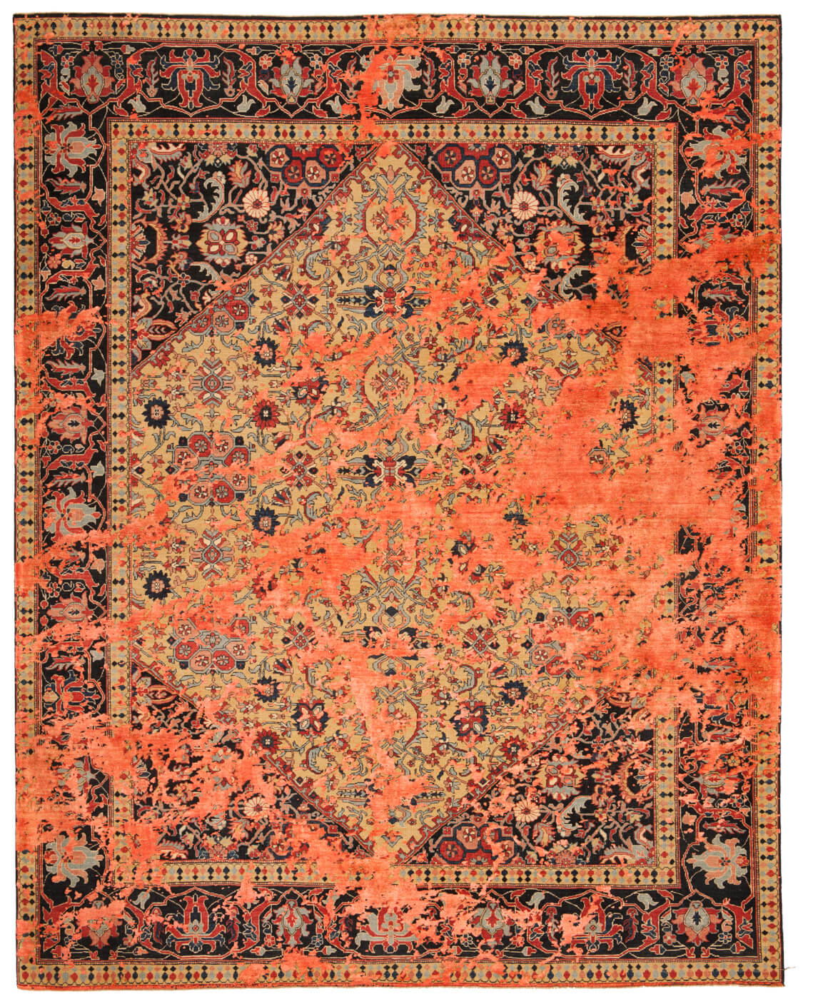 Tappeto Serapi Queensbury Sky Giallo Neon Arancio Seta | Misura: 250 x 300 cm