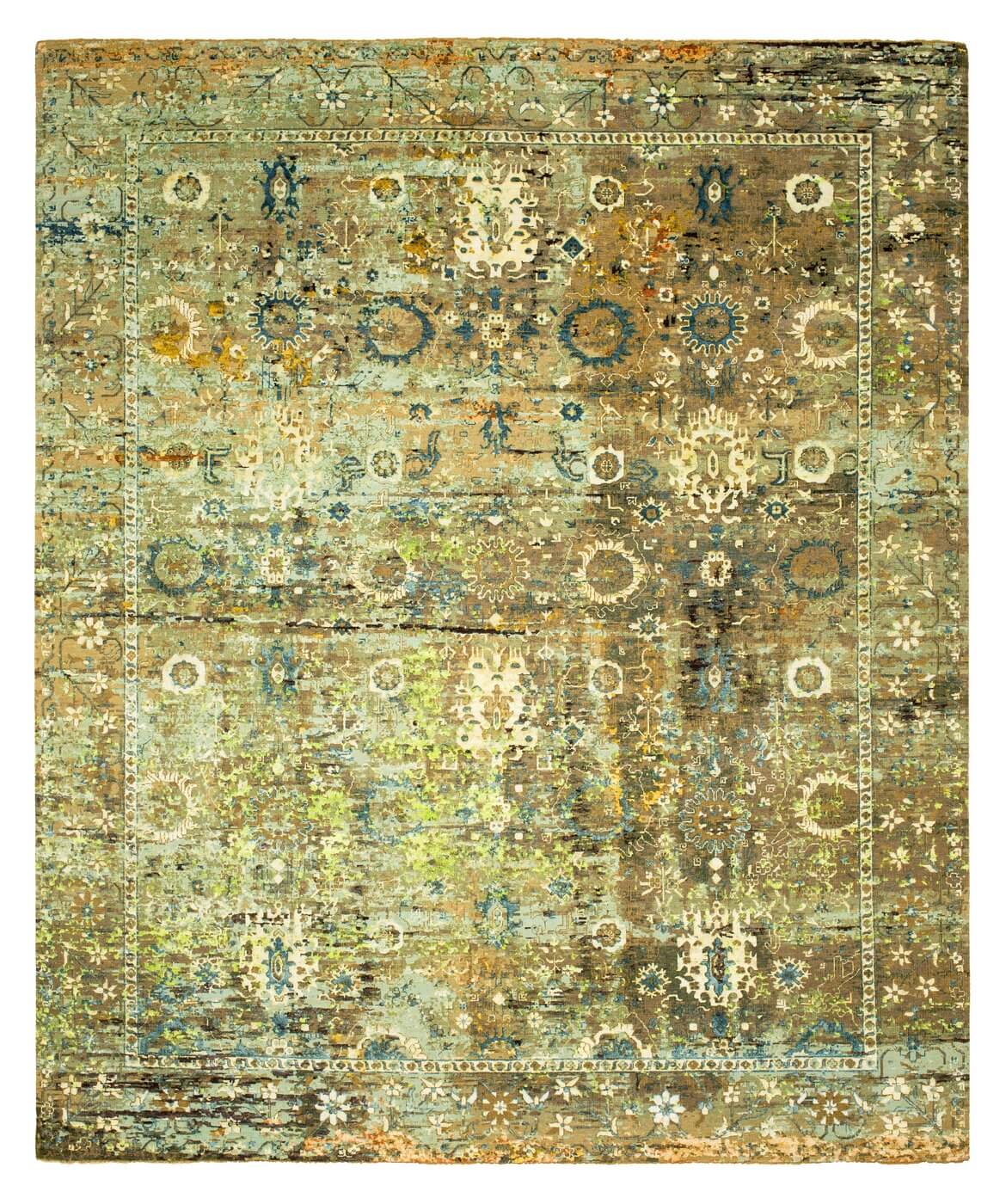 Tappeto Bidjar Paddington Artwork 18 Verde Verde Tealblue Seta