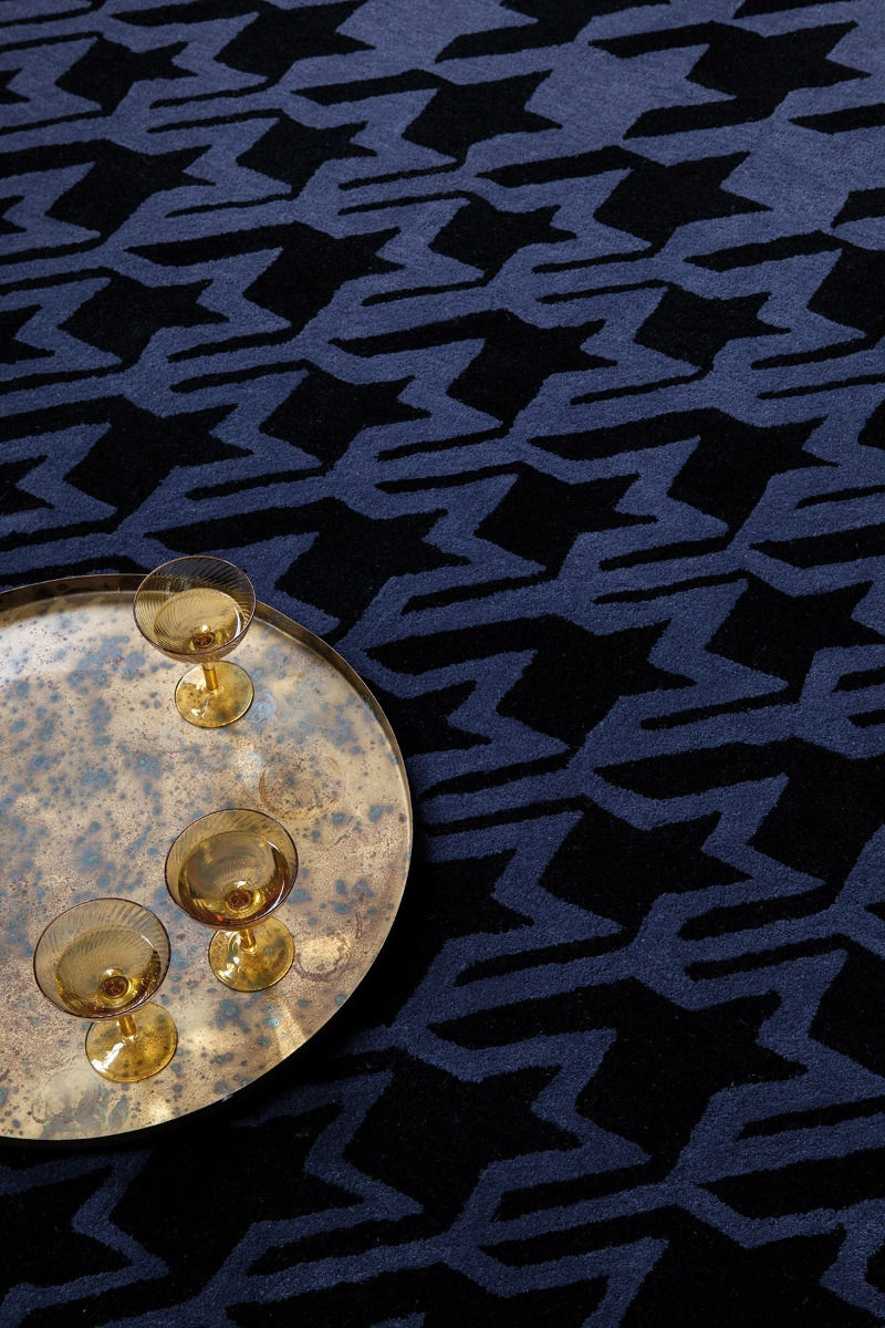 Tappeto Houndstooth Blu Scuro