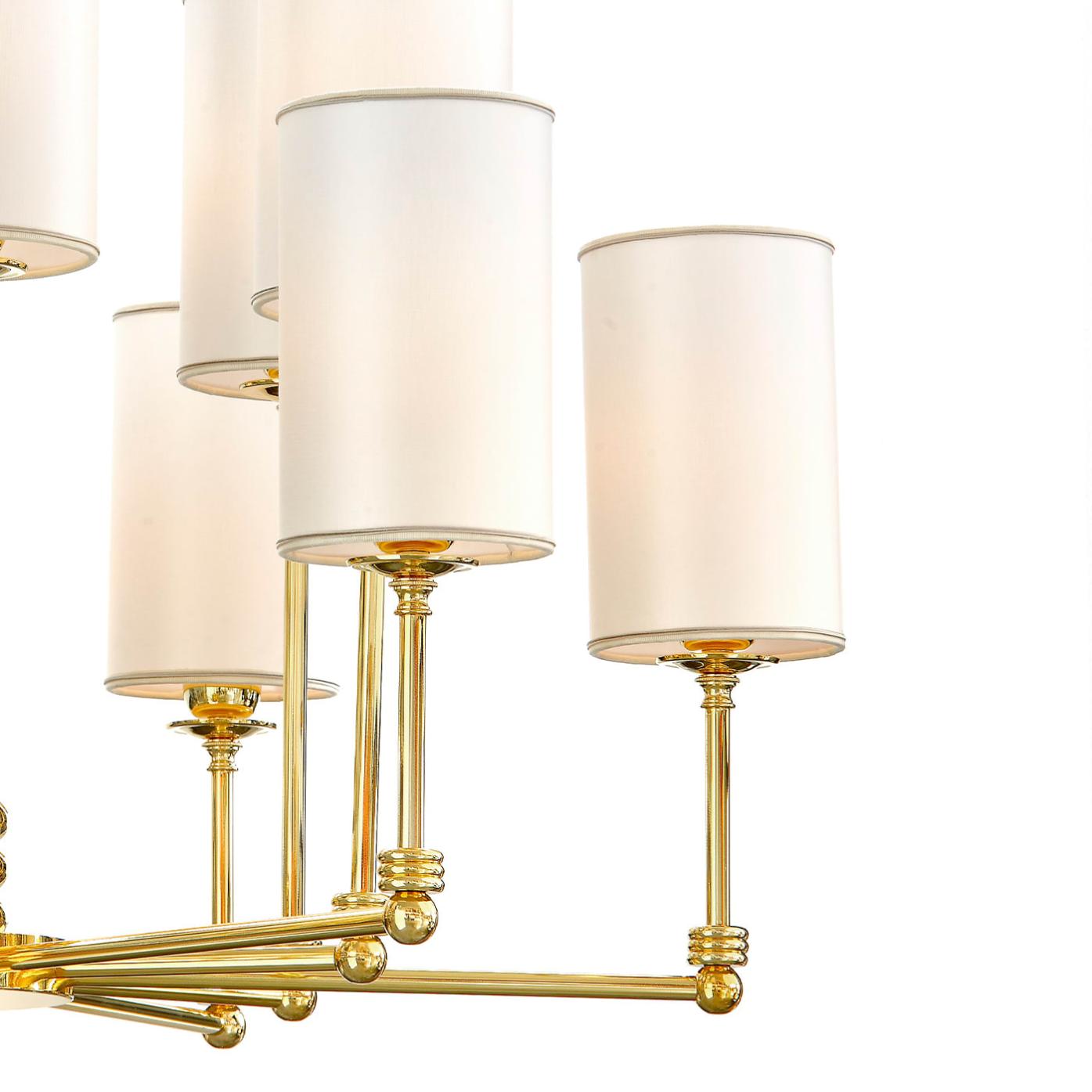 Lampadario in Ottone Oro Lucido con Paralumi