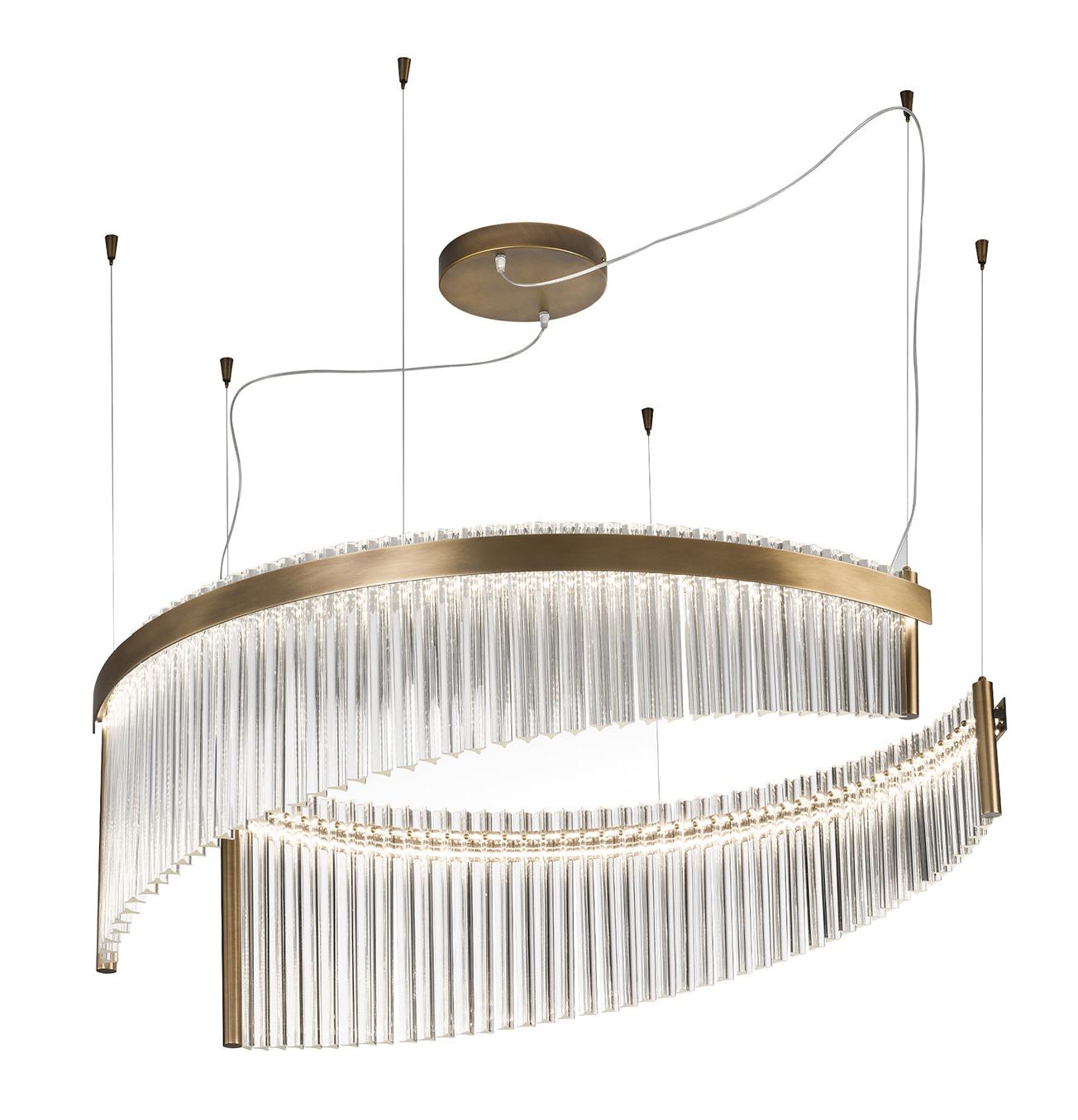 Lampadario in Vetro di Murano Trasparente con Doppia Illuminazione LED