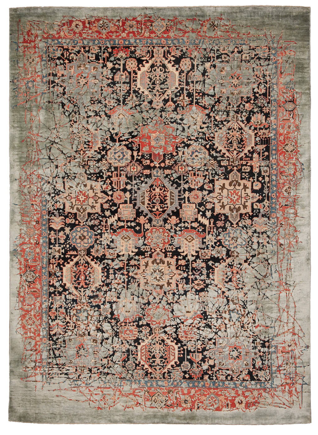 Tappeto Bidjar Piccadilly Pleasure Nero Grigio Seta | Misura: 200 x 300 cm