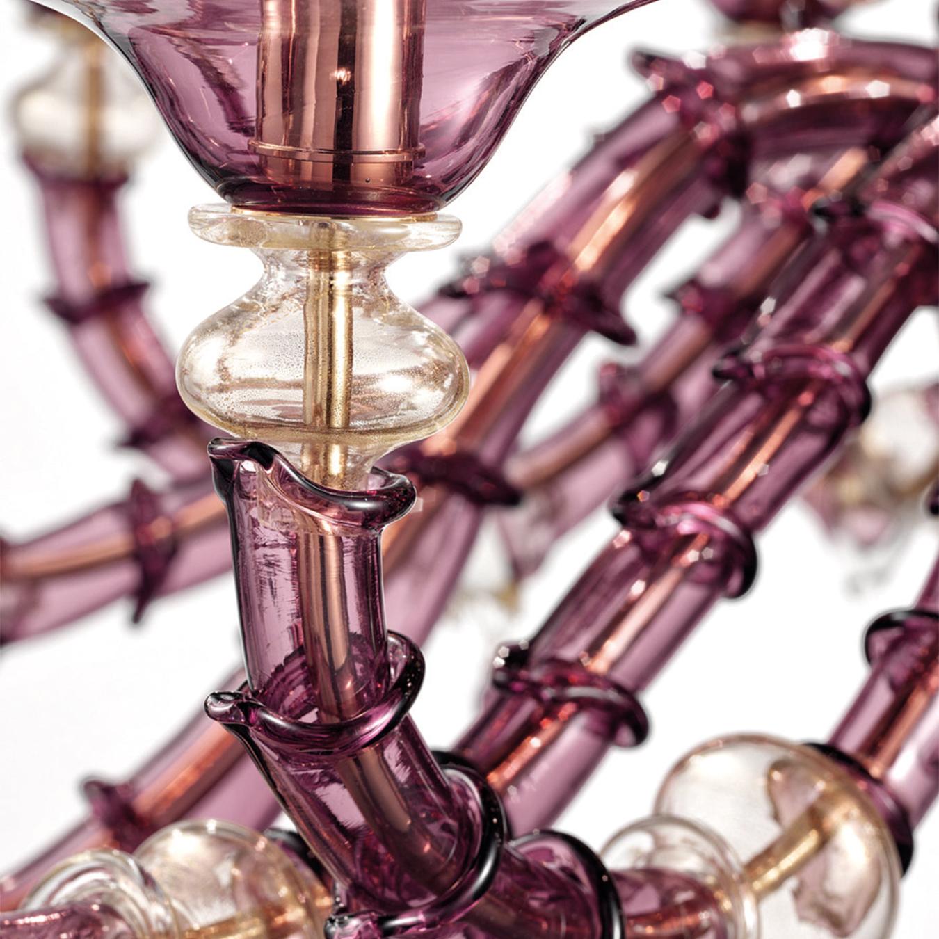 Lampadario Classico in Vetro di Murano Viola