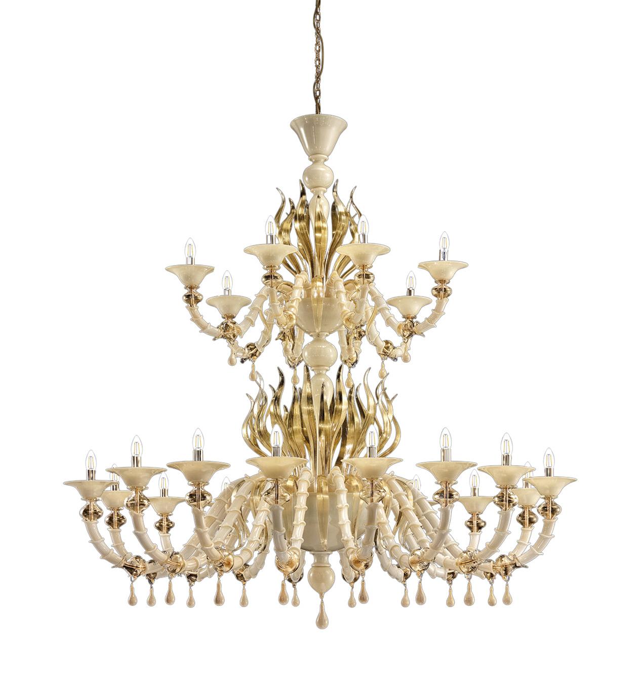 Lampadario Classico in Vetro di Murano Dorato