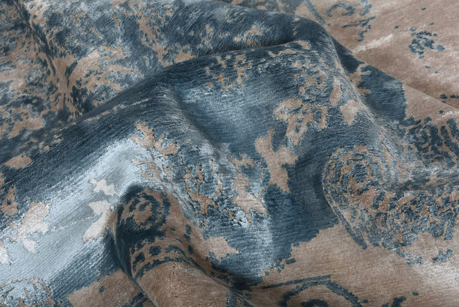 Tappeto Seta Bambù Blu