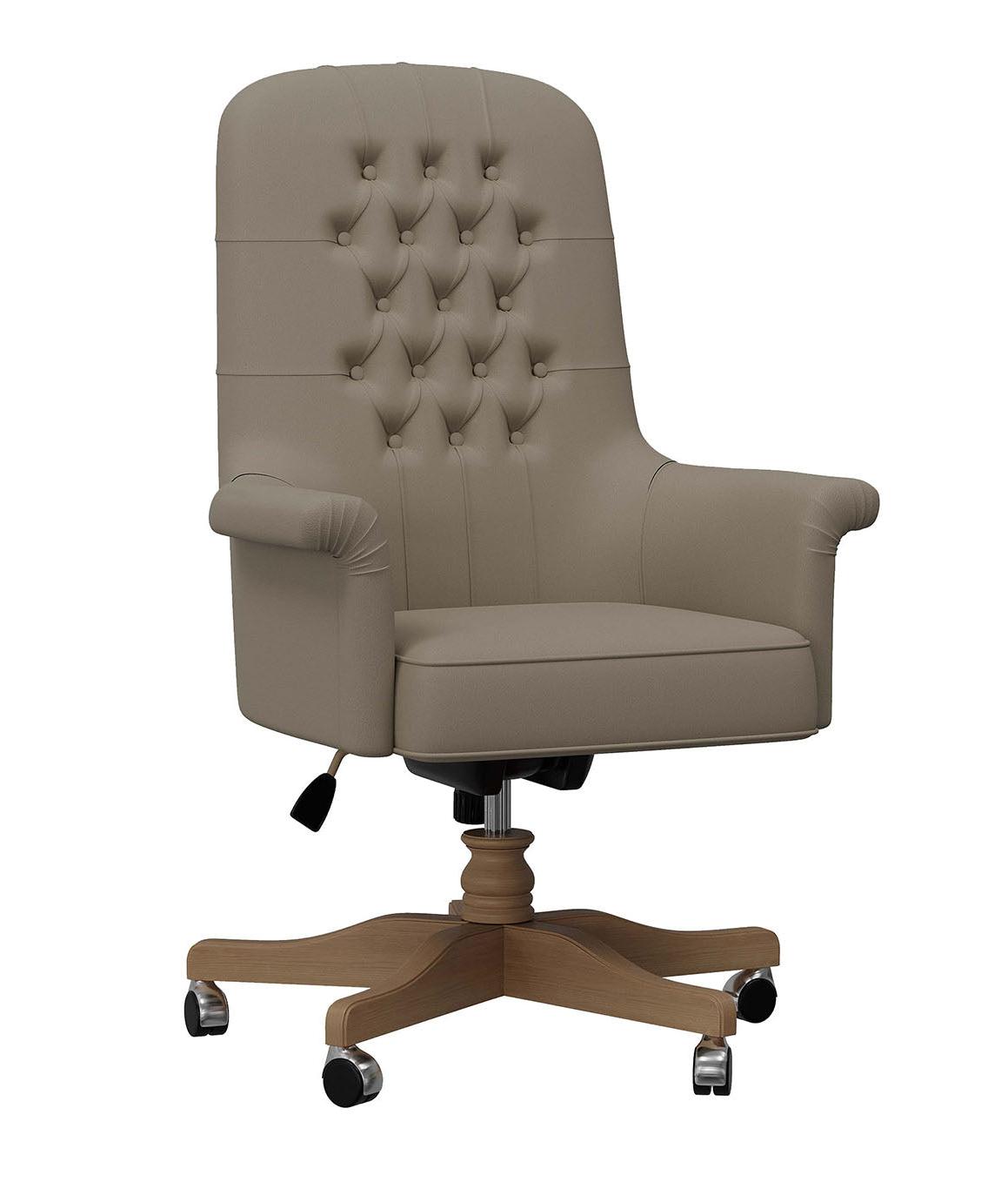 Poltrona da Ufficio Girevole con Base in Legno