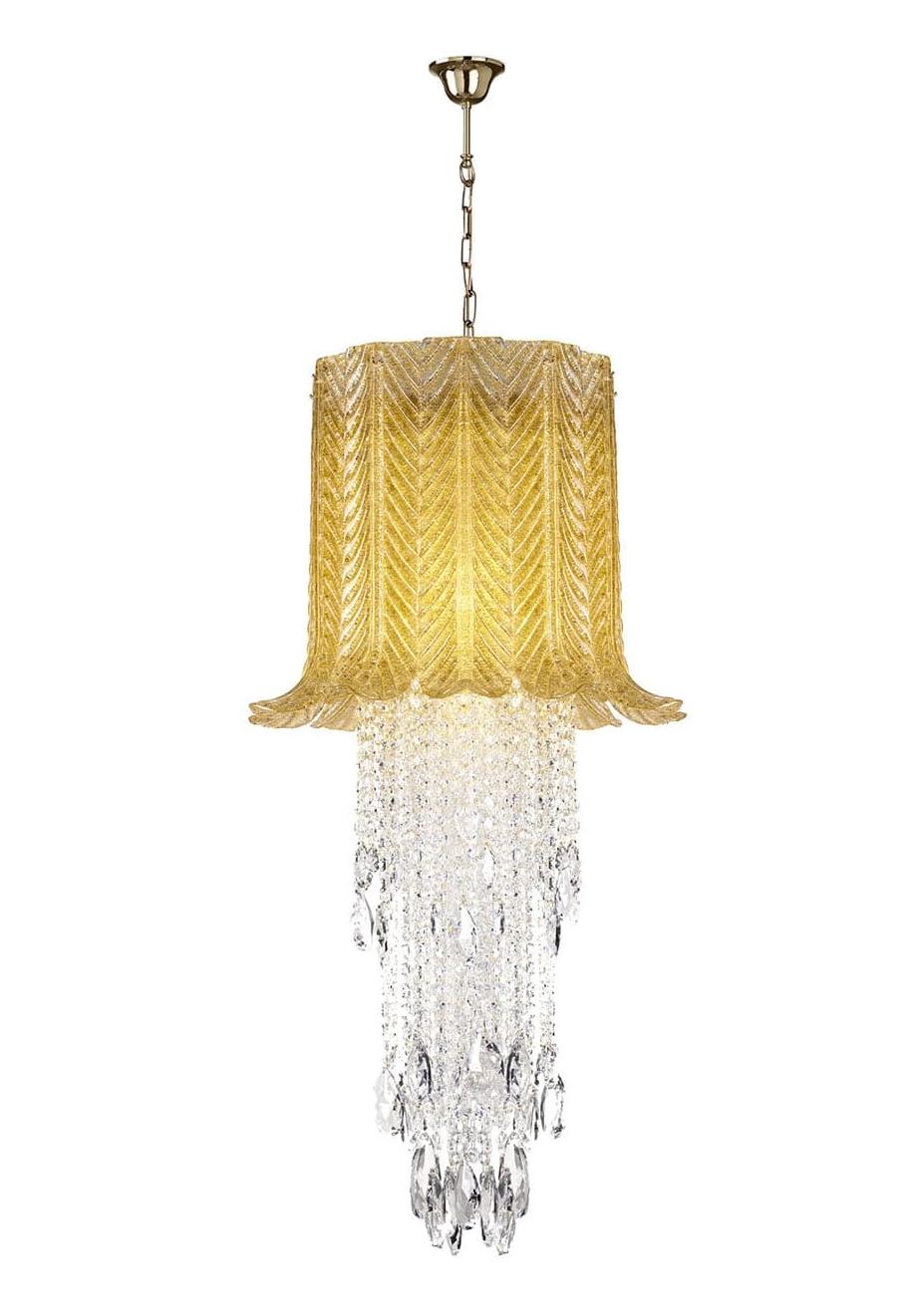 Lampadario con Foglie in Vetro di Murano