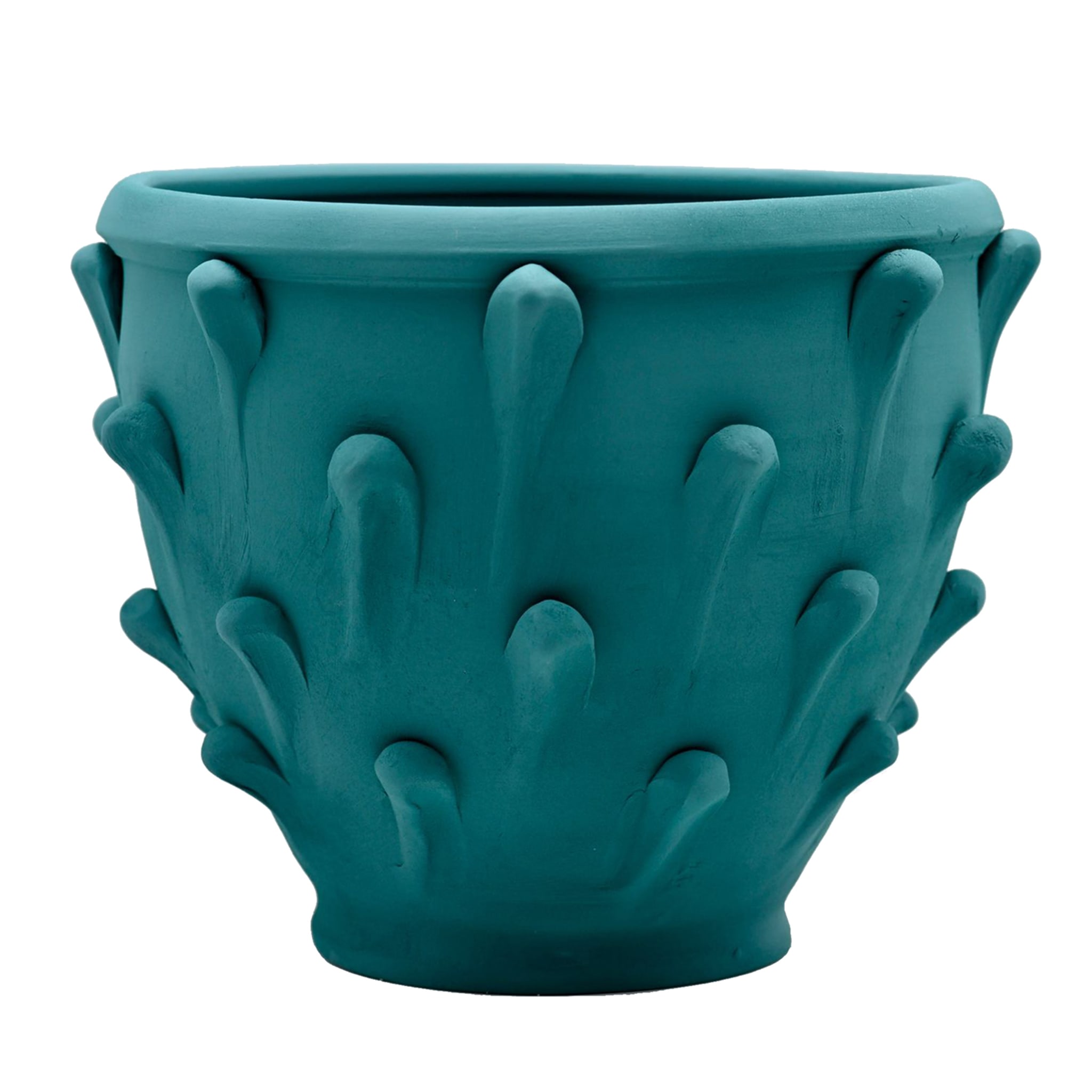 Vaso Teal Scolpito a Mano