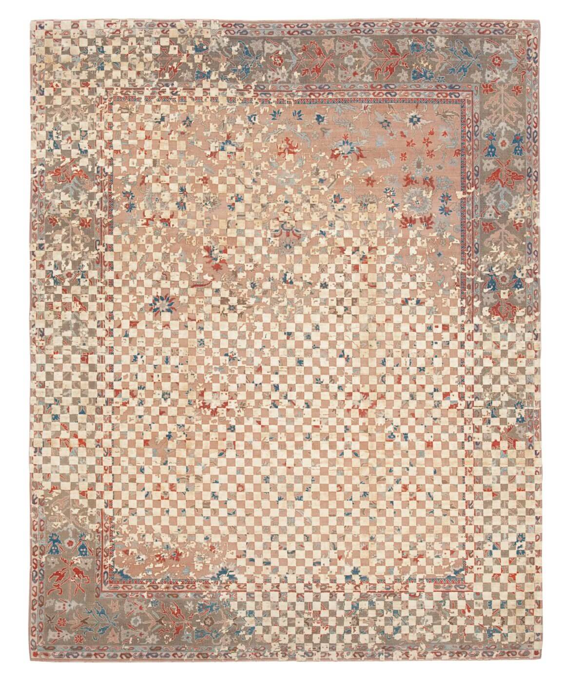 Tappeto Sulthanabad Madison Checker Raved Pesca Blu