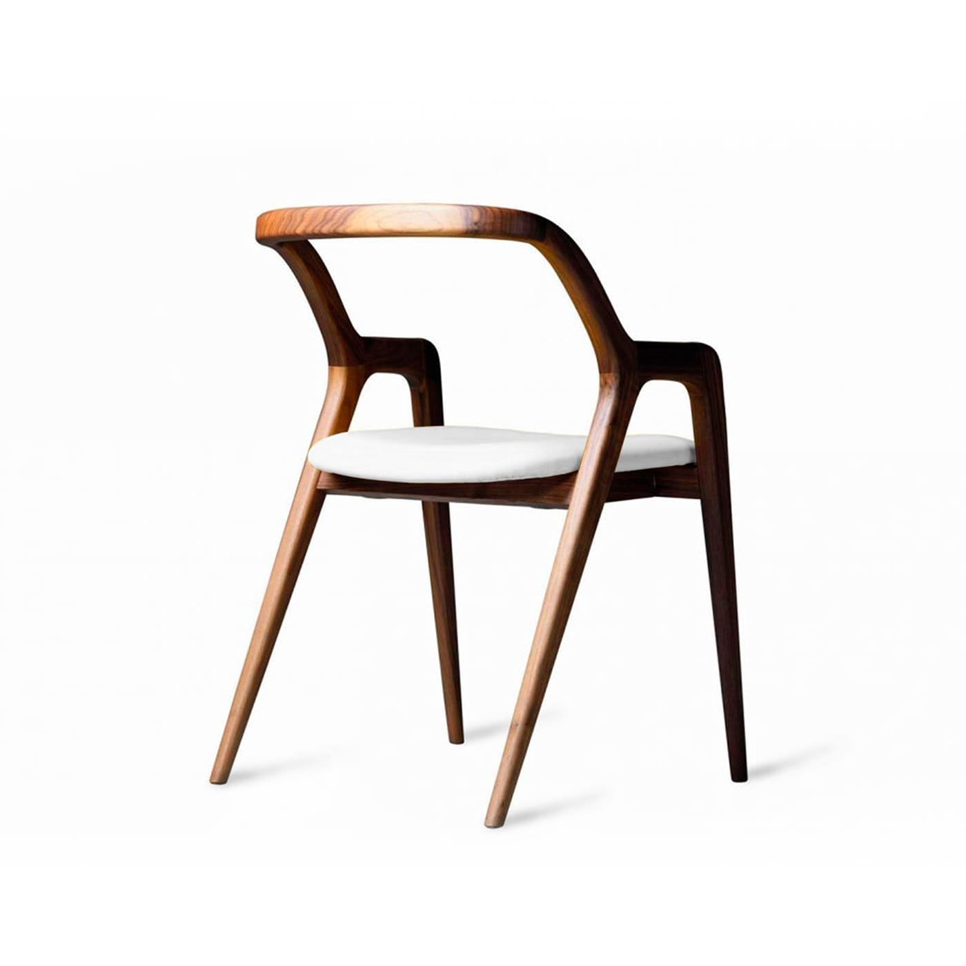 Sedia In Breve Noce Naturale | Rivestimento: Leather PANDORA 622