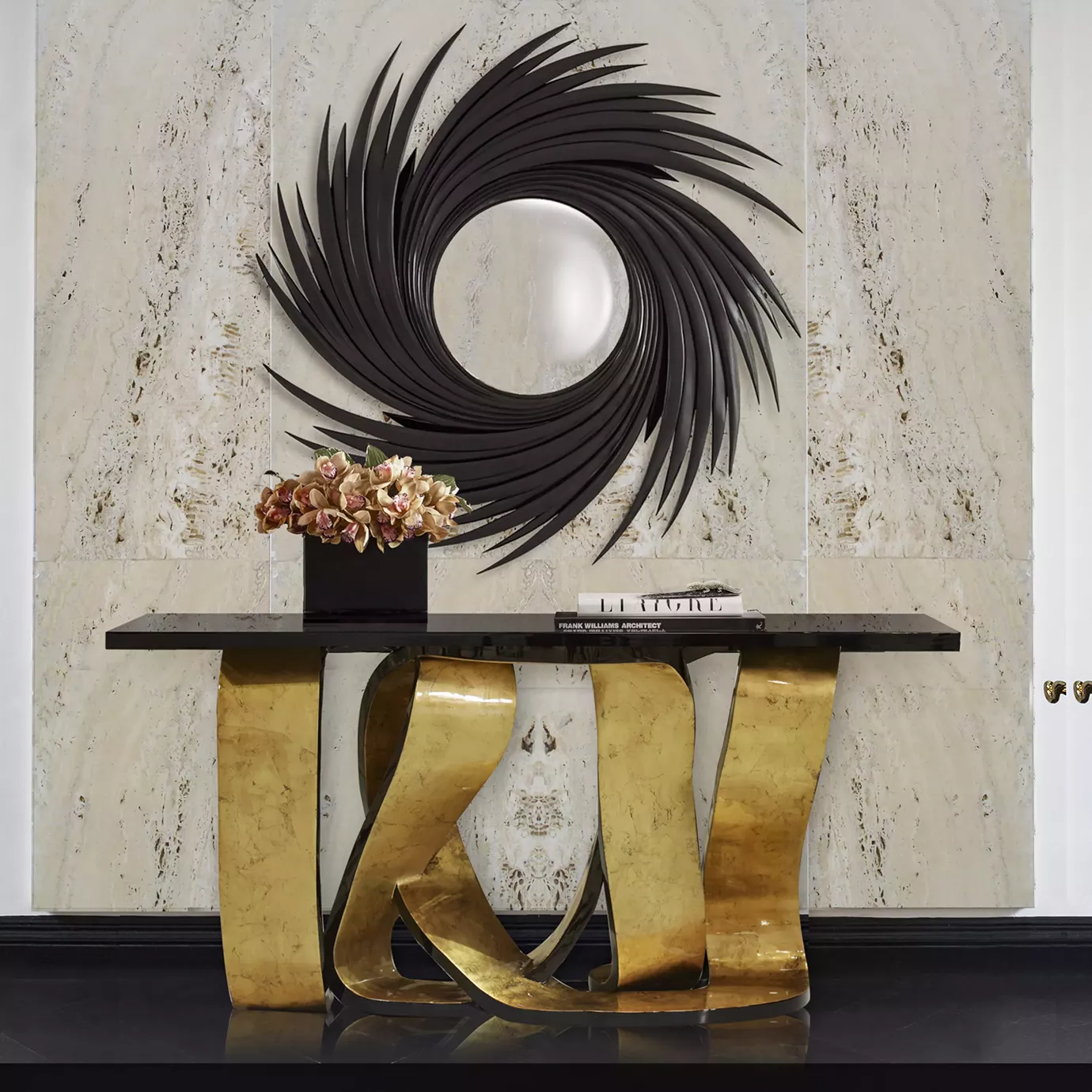 Ribbon Console Foglia Oro