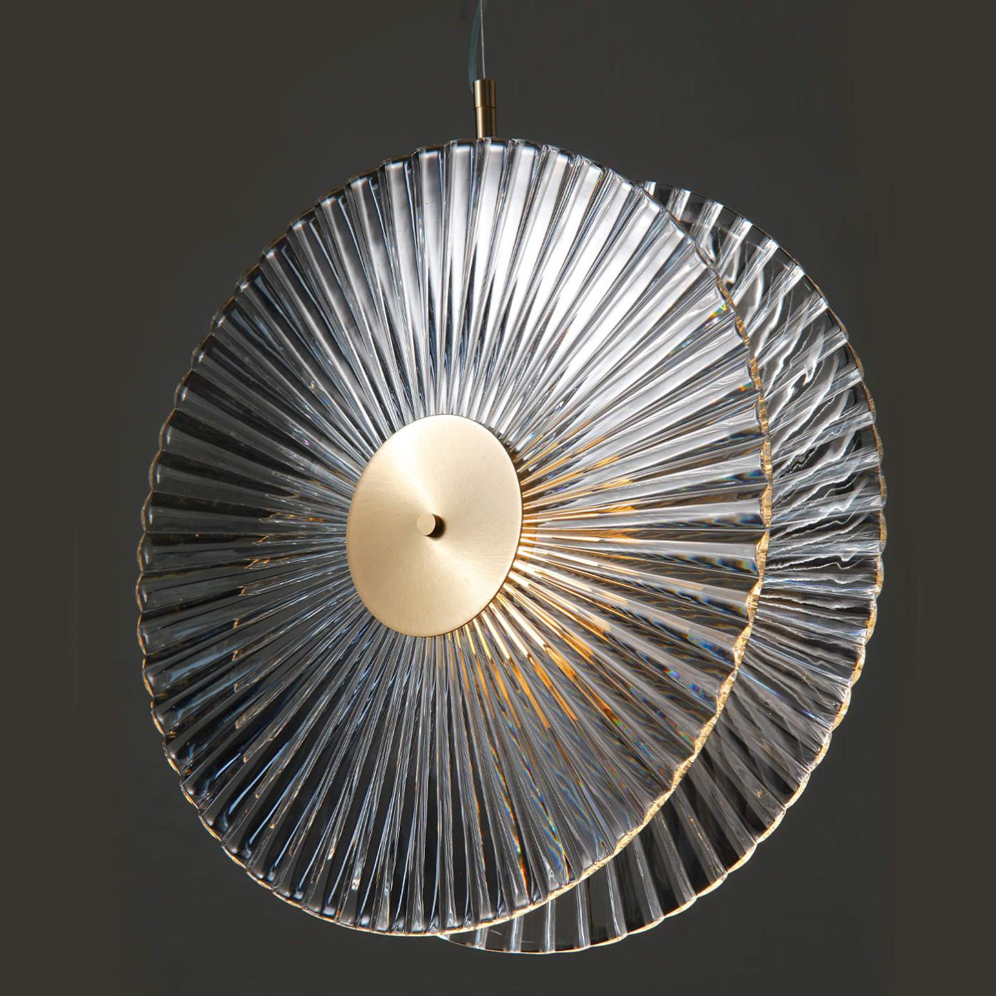 Lampadario a Doppio Disco in Cristallo Ripple