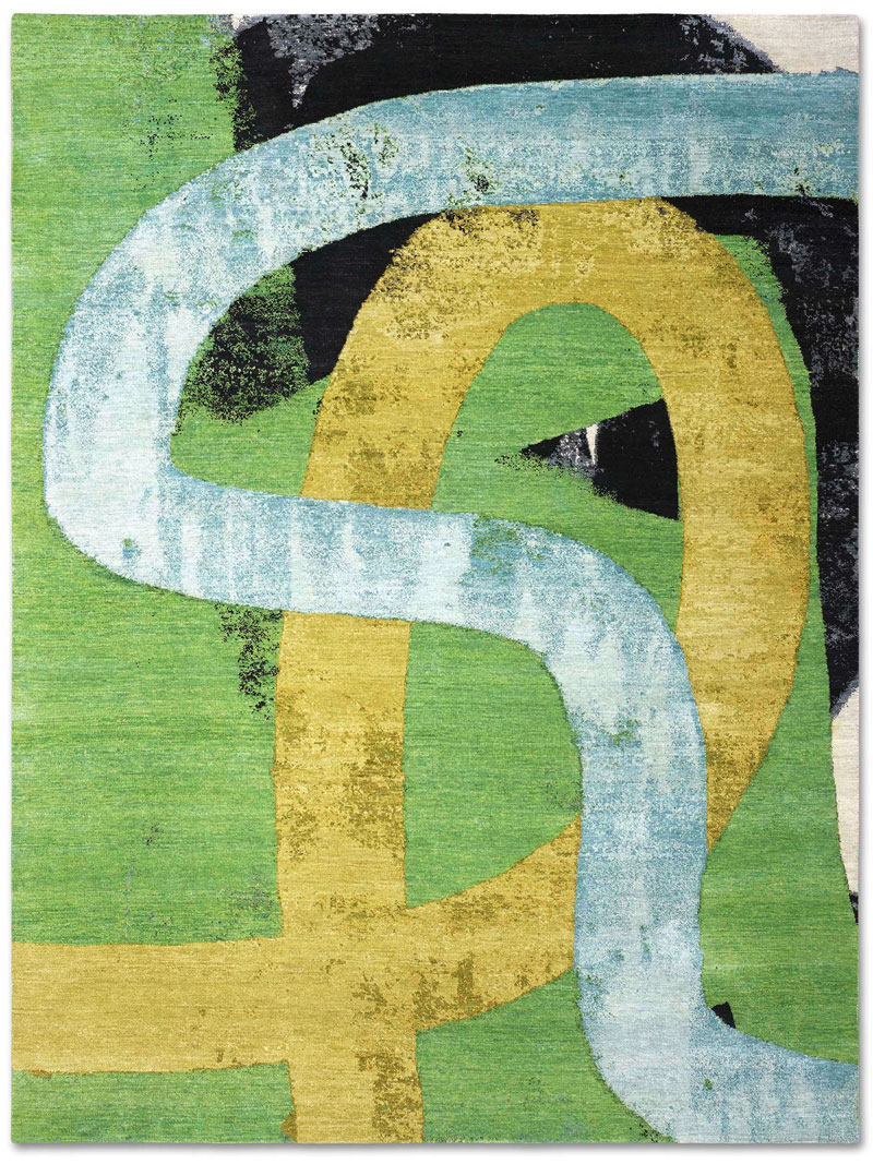 Tappeto Tessuto Verde/Giallo Original