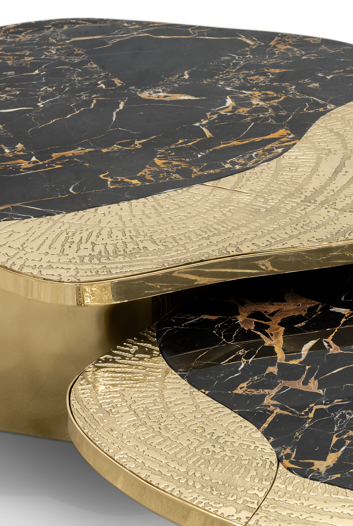 Set Tavoli Athena in Marmo Portoro e Oro