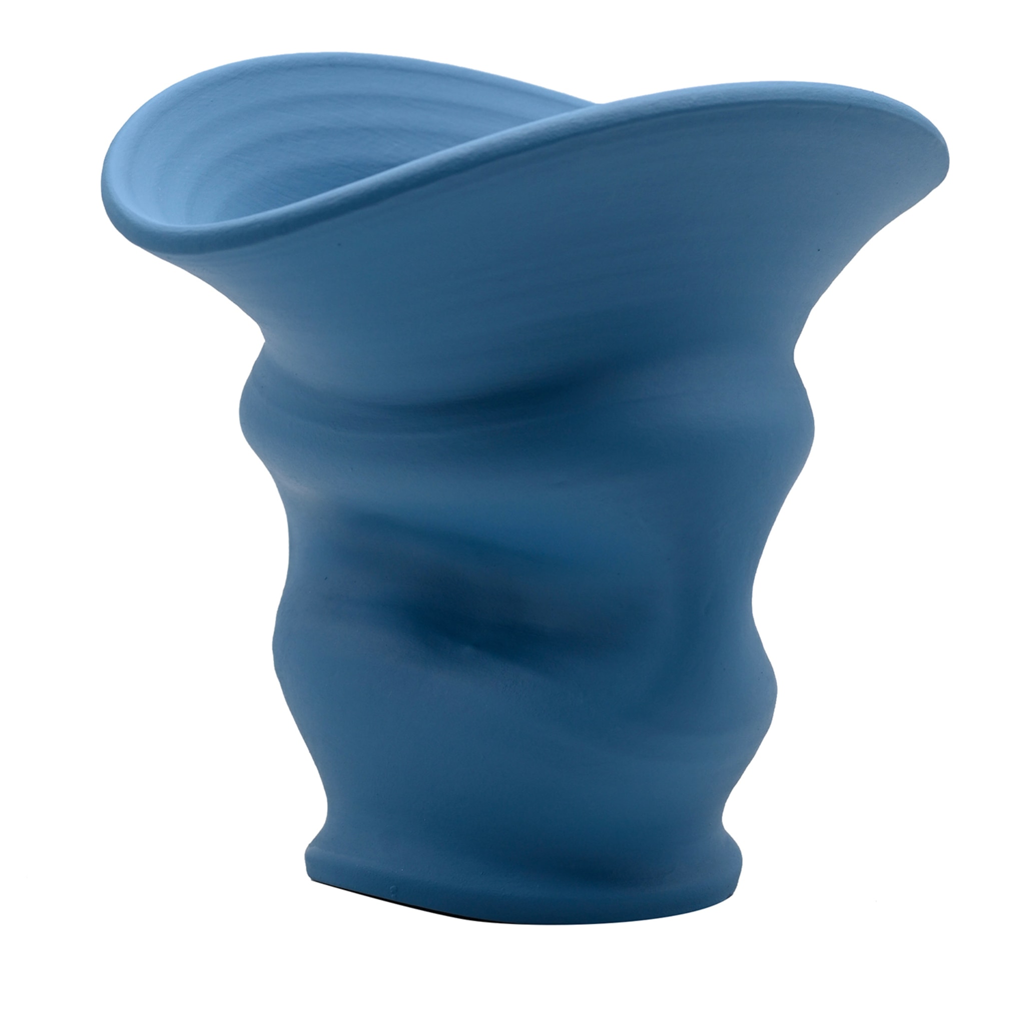 Vaso Azzurro Scolpito a Mano