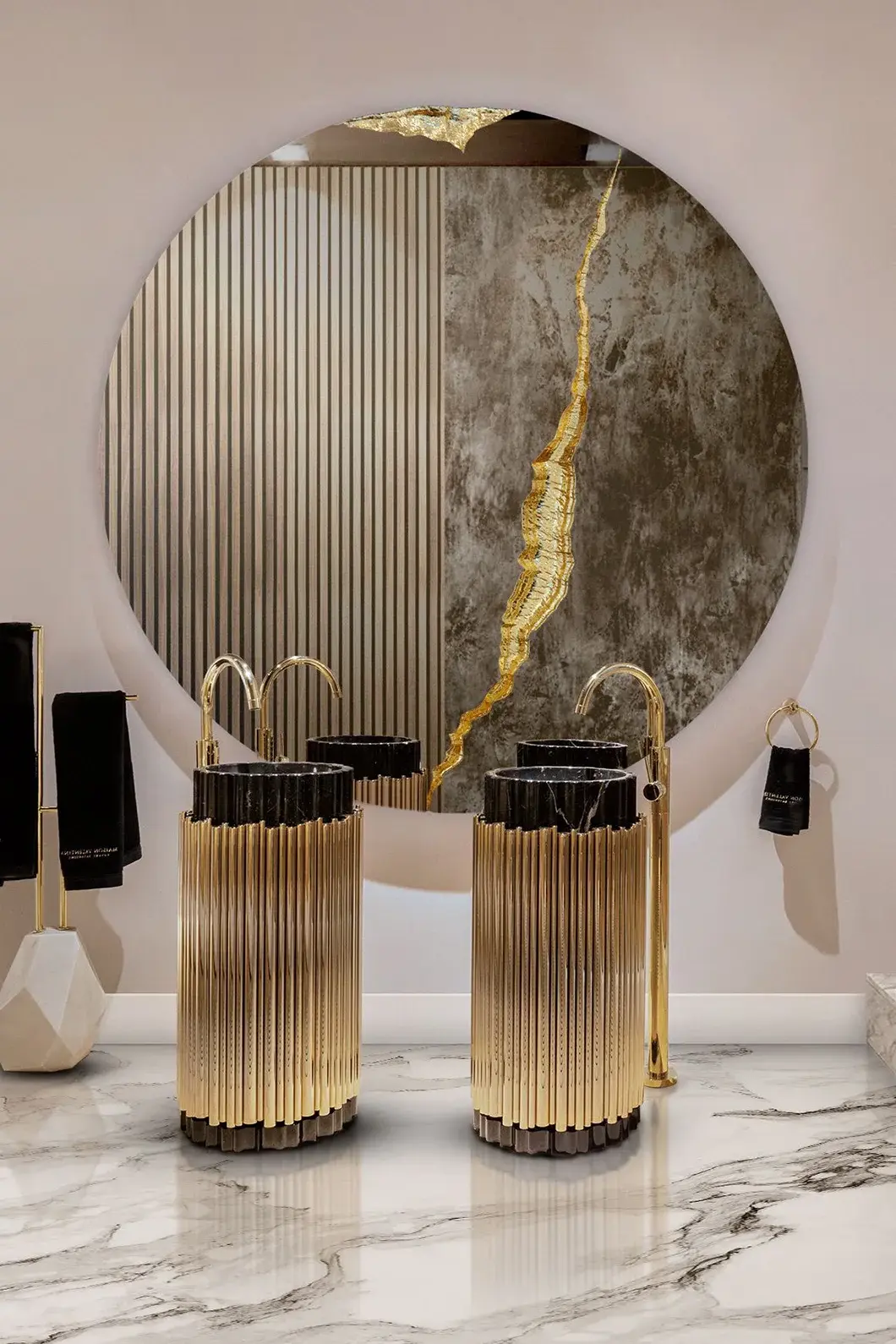 Lavabo A Colonna Harmony Black / Gold