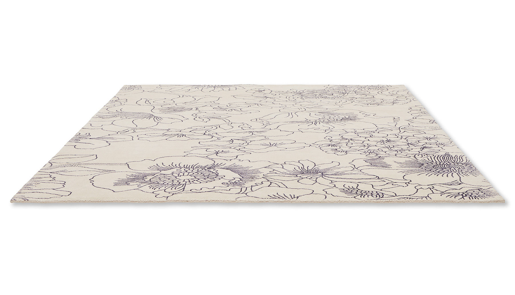 Tappeto Linear Floral Blu