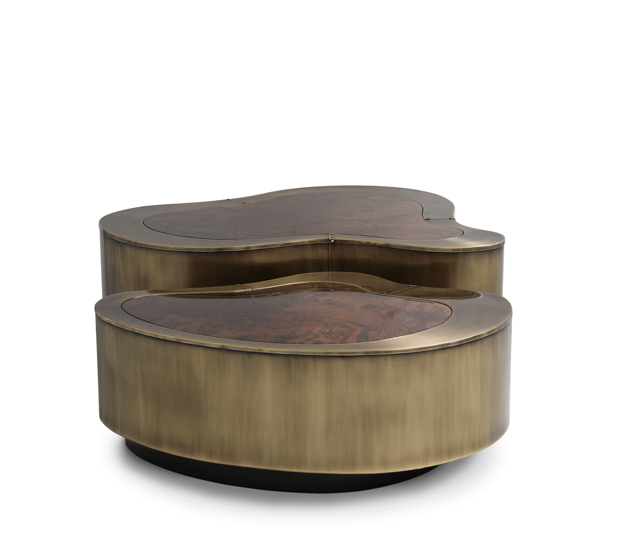 Set Tavolini da Caffè Crest in Patina e Noce