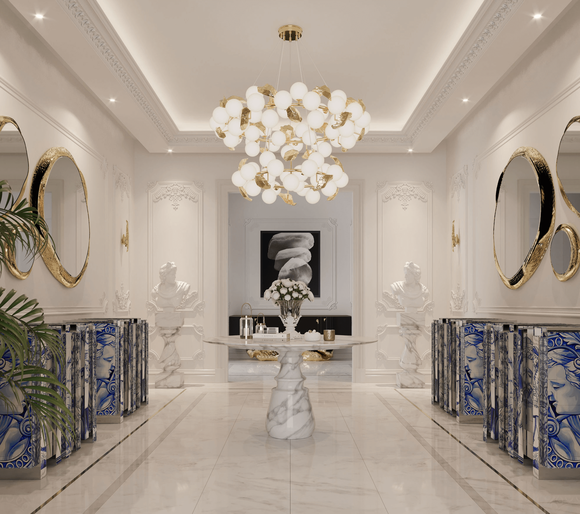 Tavolo Rotondo in Marmo Estremoz Obsidian