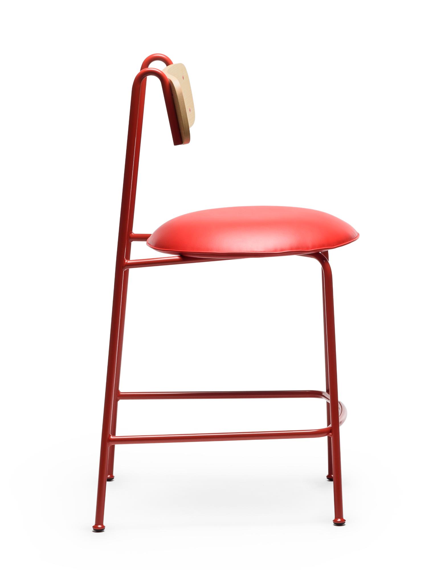 Sgabello da Bar Lena SG-65 Rosso in Frassino