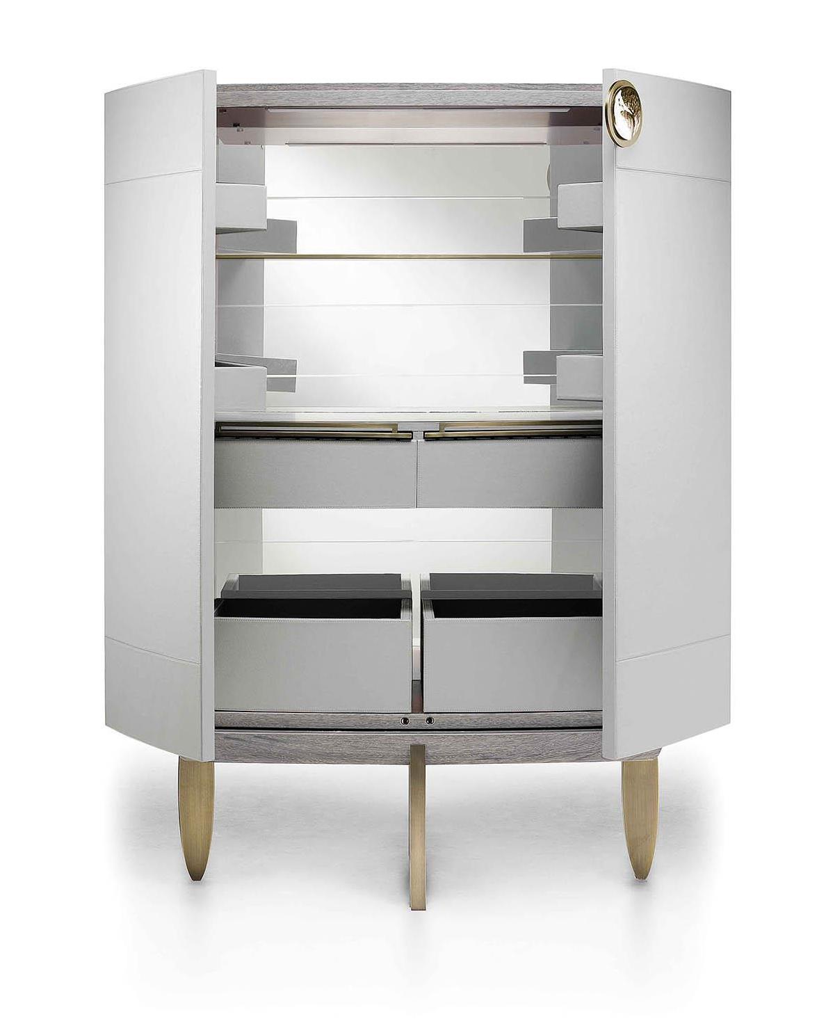 Mobile Bar Pelle Perla & Bronzo