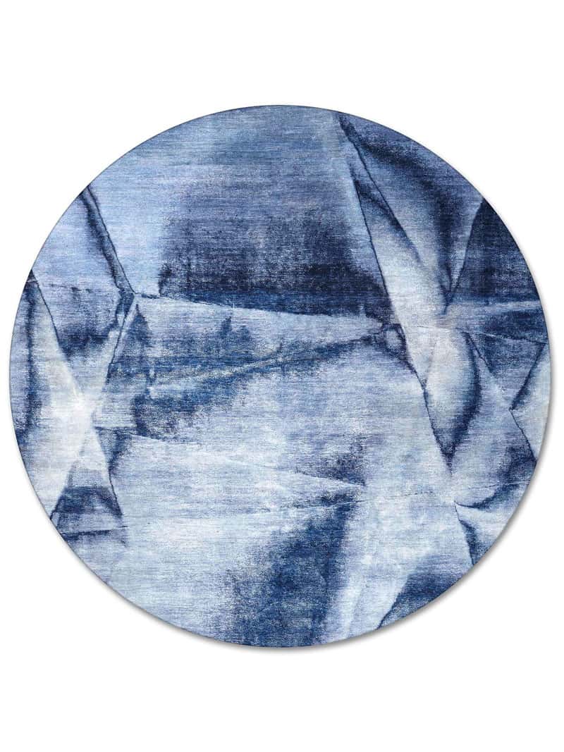 Tappeto Rotondo Annodato Blu Navy