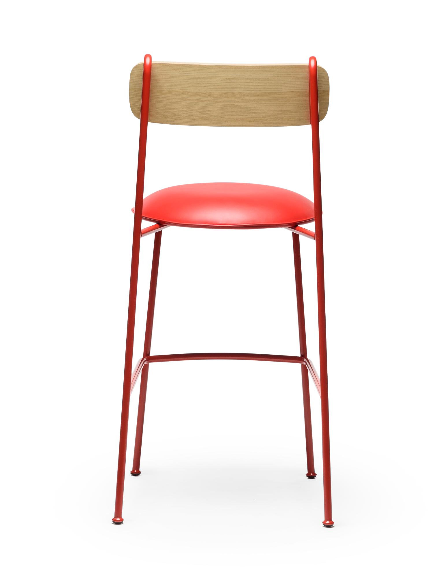Sgabello da Bar Lena SG-75 Rosso in Frassino