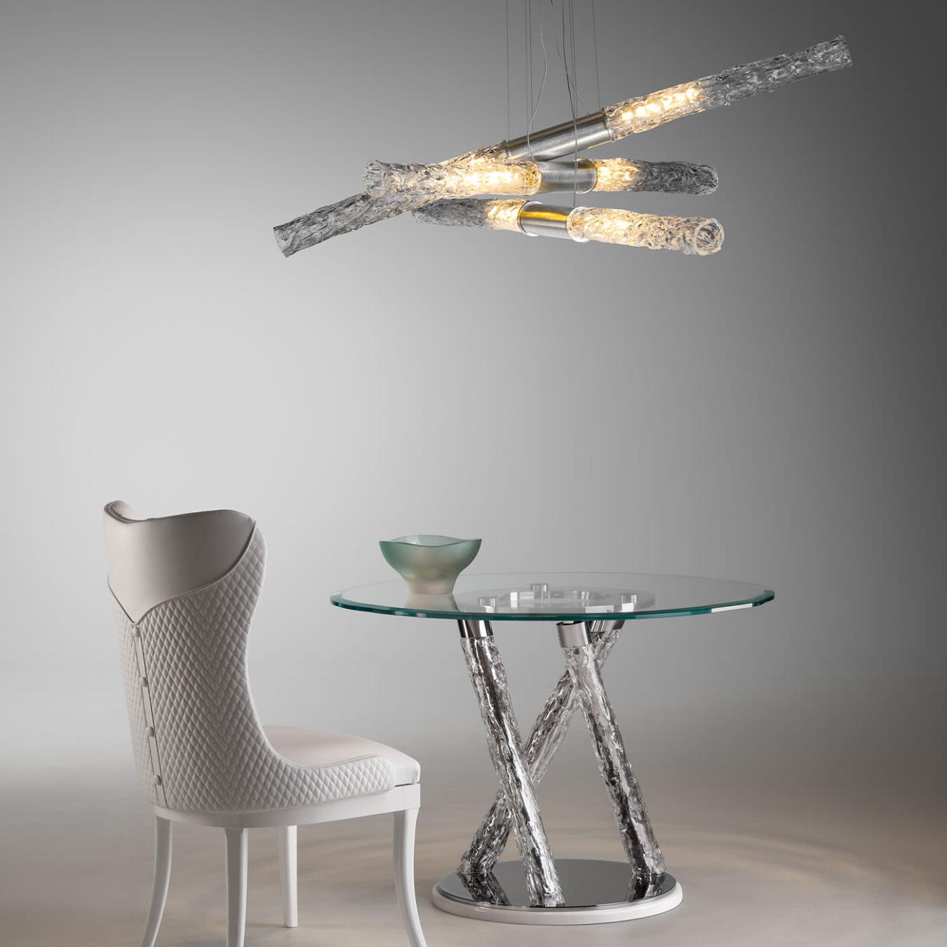 Tavolo da Pranzo in Vetro con Gambe Scultoree