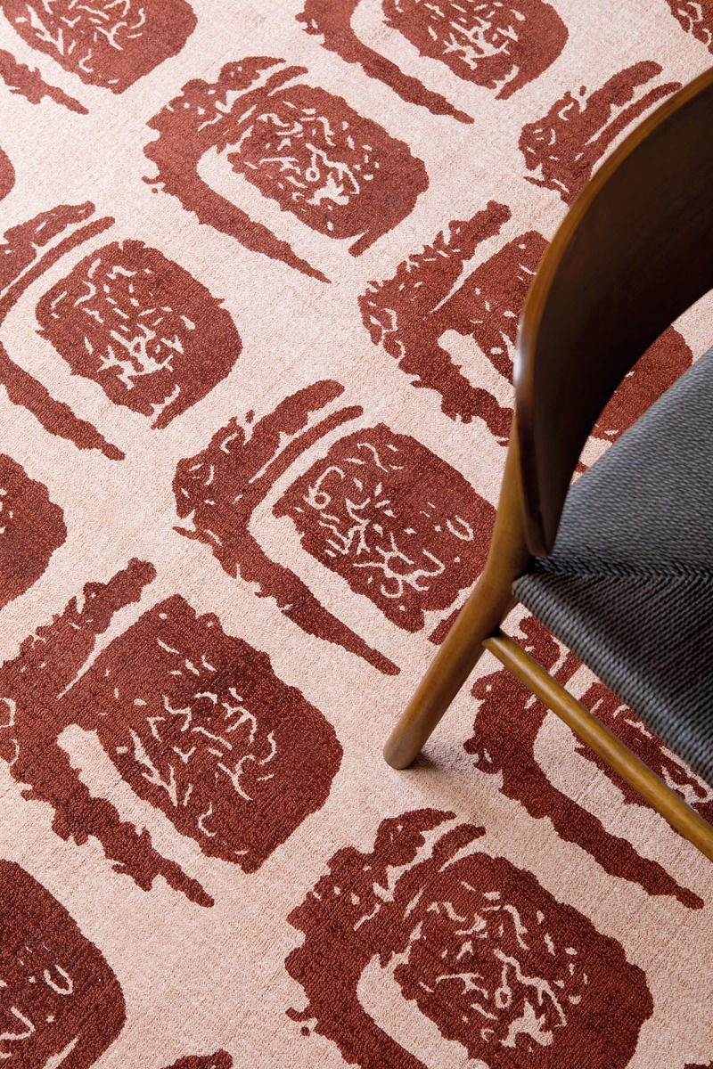 Tappeto Woodblock Rosso