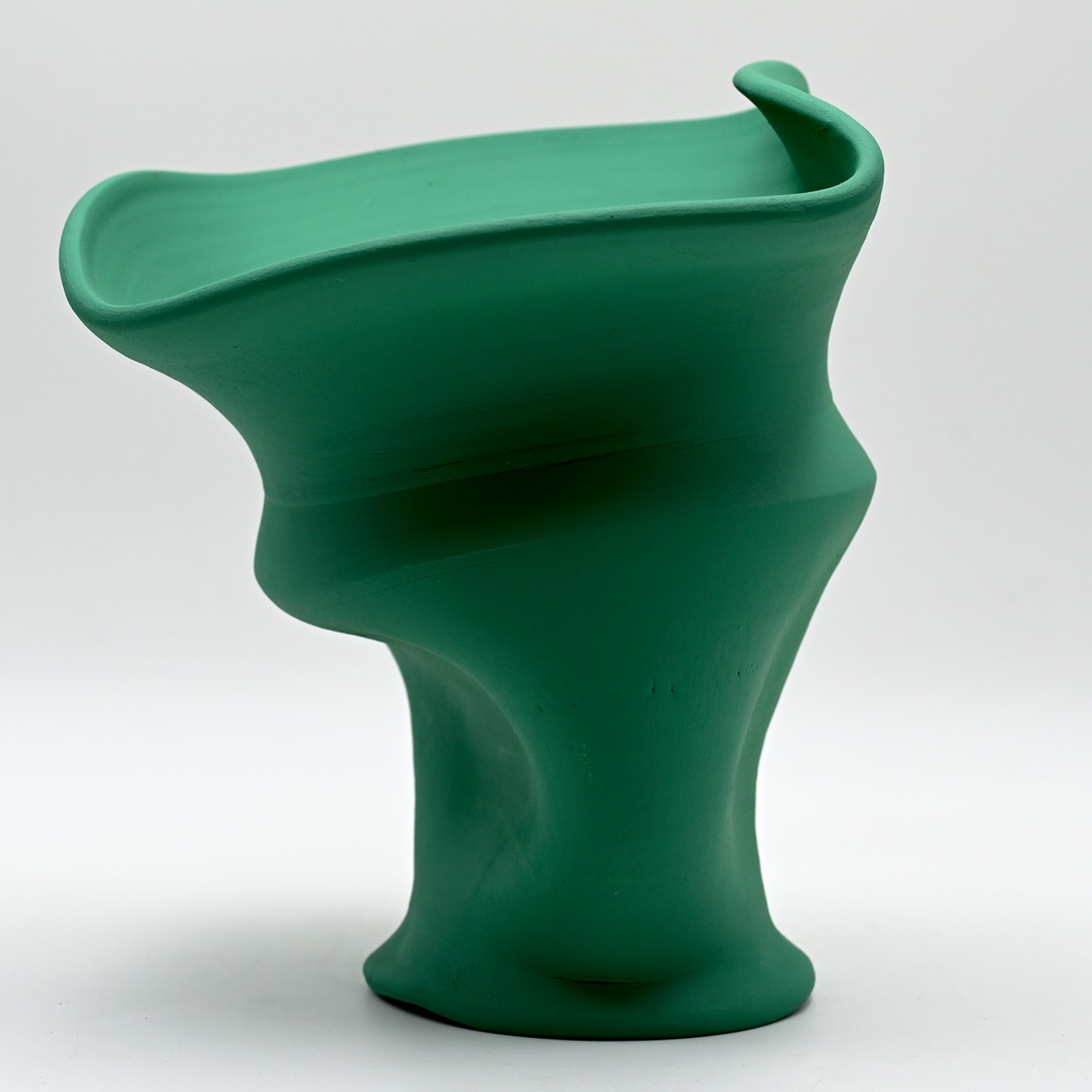Vaso Verde Scolpito a Mano