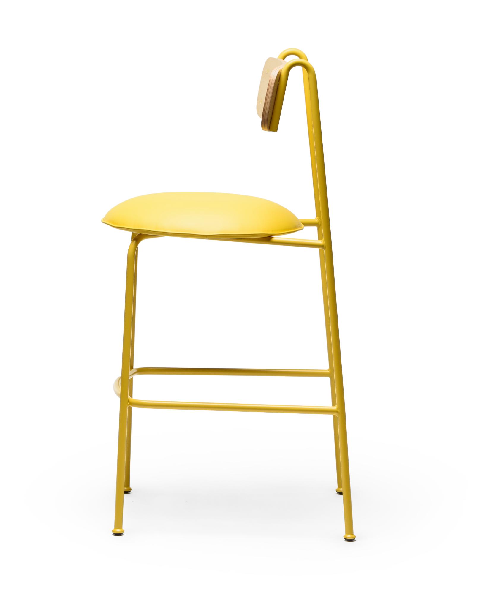 Sgabello da Bar Lena SG-75 Giallo in Frassino