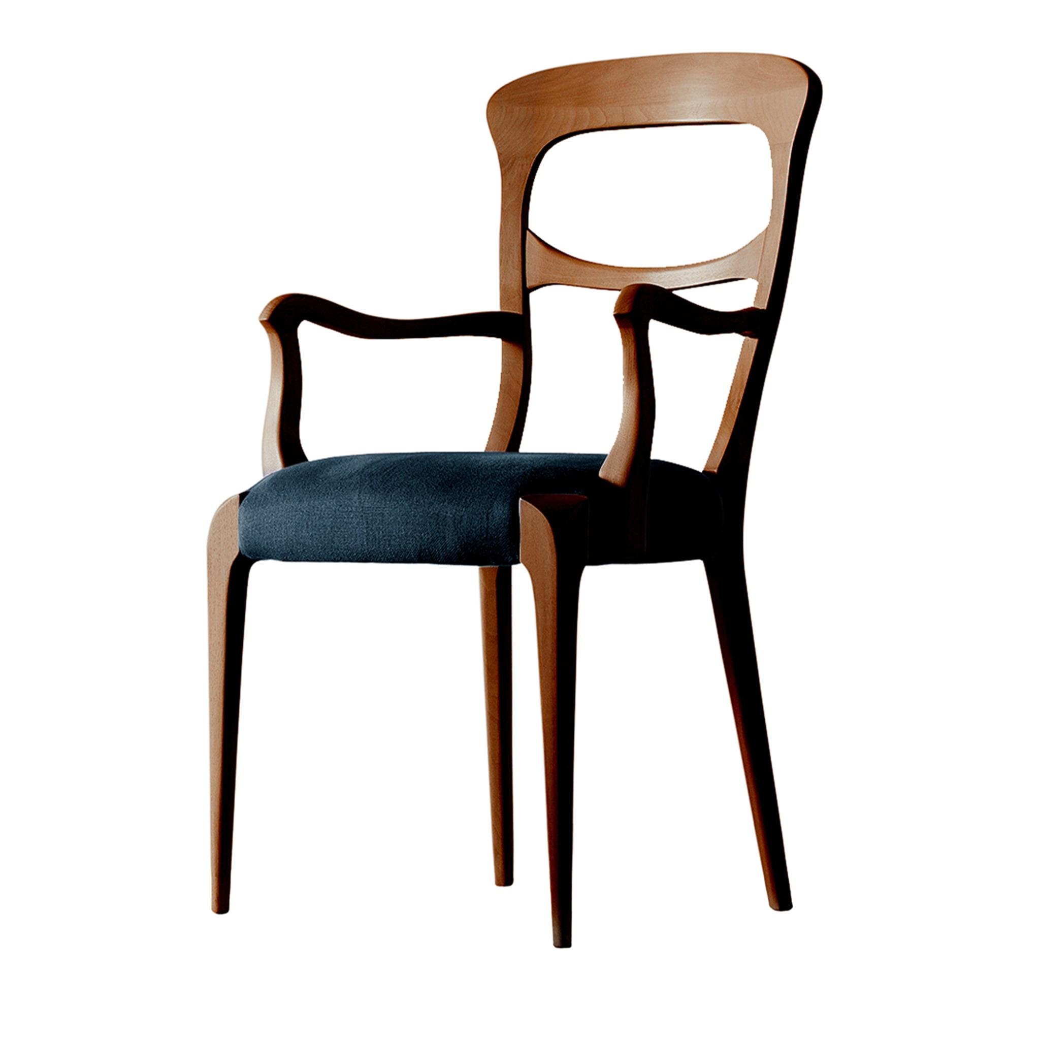 Sedia in Noce Massello Naturale con Braccioli Capotavola | Colore: Velvet G075 472