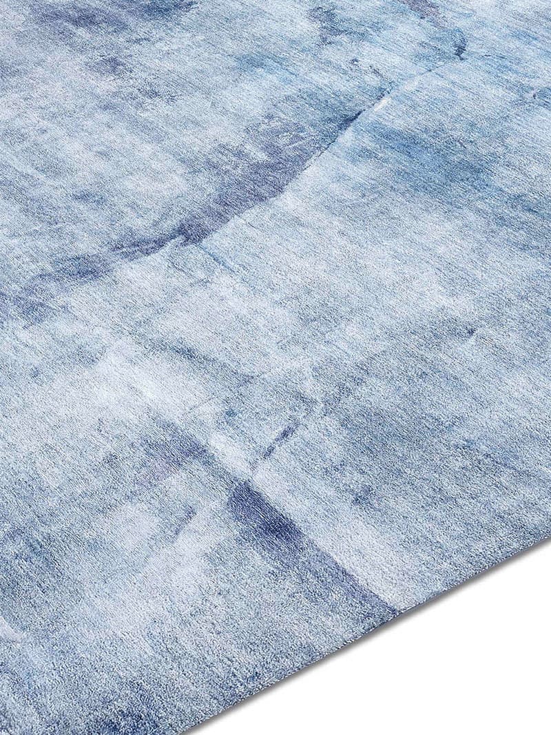 Tappeto Annodato Lusso Blu Twist