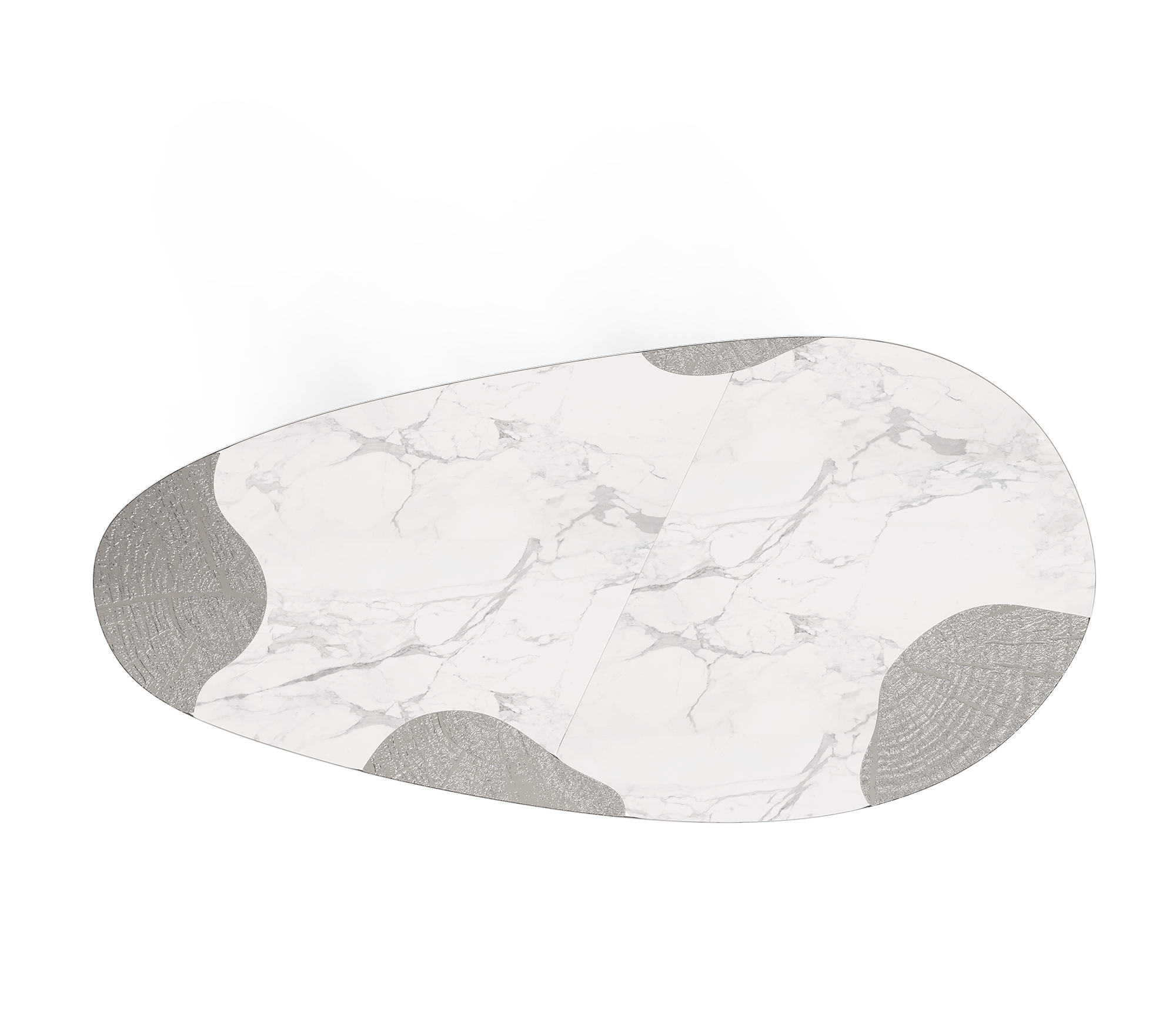 Tavolo da Pranzo Athena in Marmo Carrara e Argento