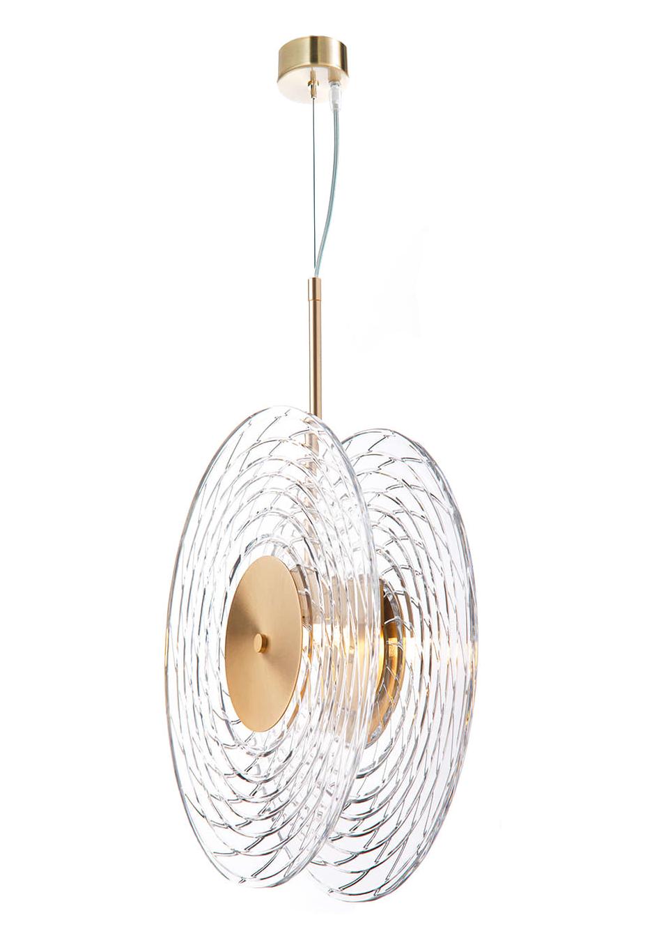 Lampadario a Doppio Disco in Cristallo Ripple
