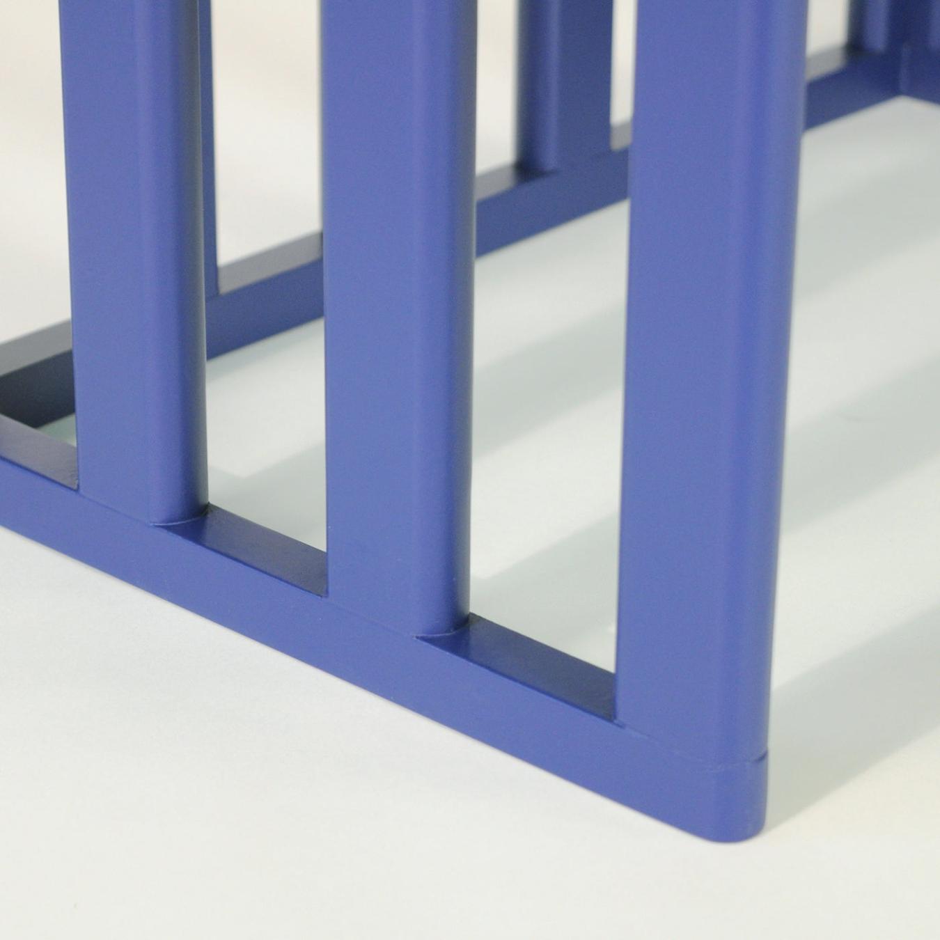 Tavolino Laterale Ovale Blu in Legno