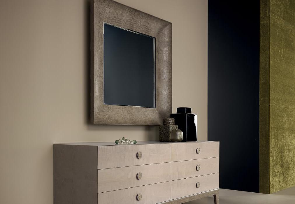 Specchio da Parete con Cornice in Pelle
