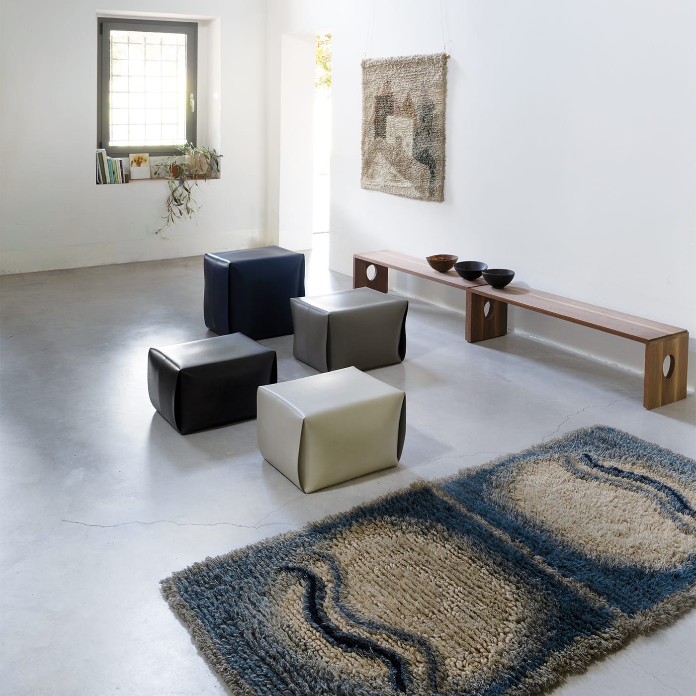 Pouf in Pelle Bao | Seduta: Pelle opaca