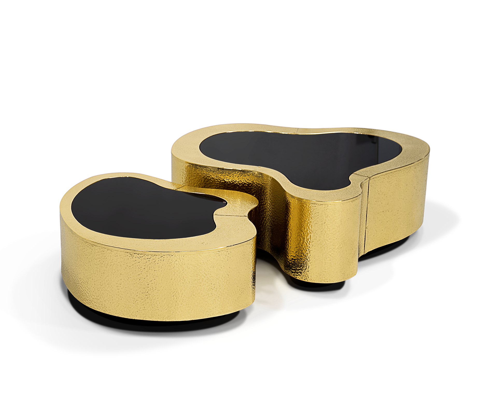 Set Tavolini da Caffè Crest in Ottone Martellato