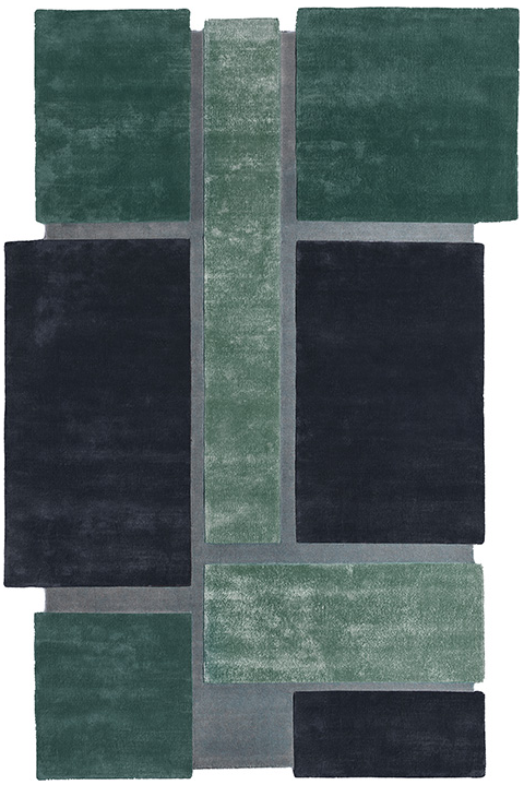 Tappeto Art Deco Verde/Blu