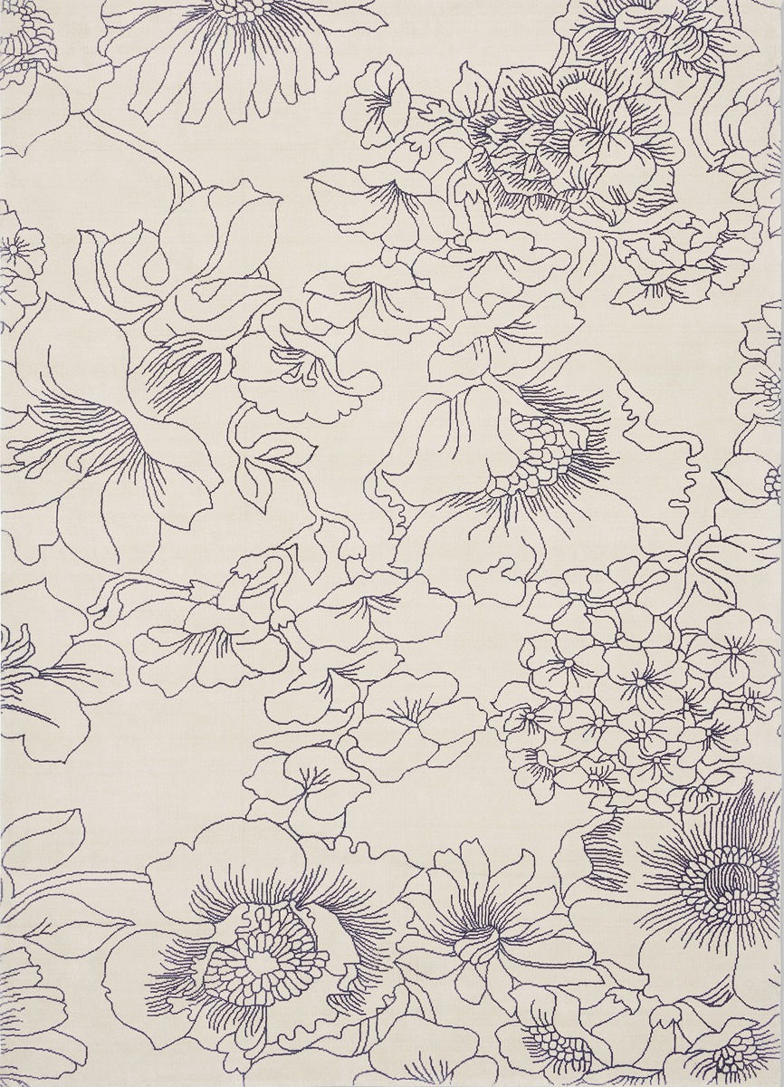 Tappeto Linear Floral Blu