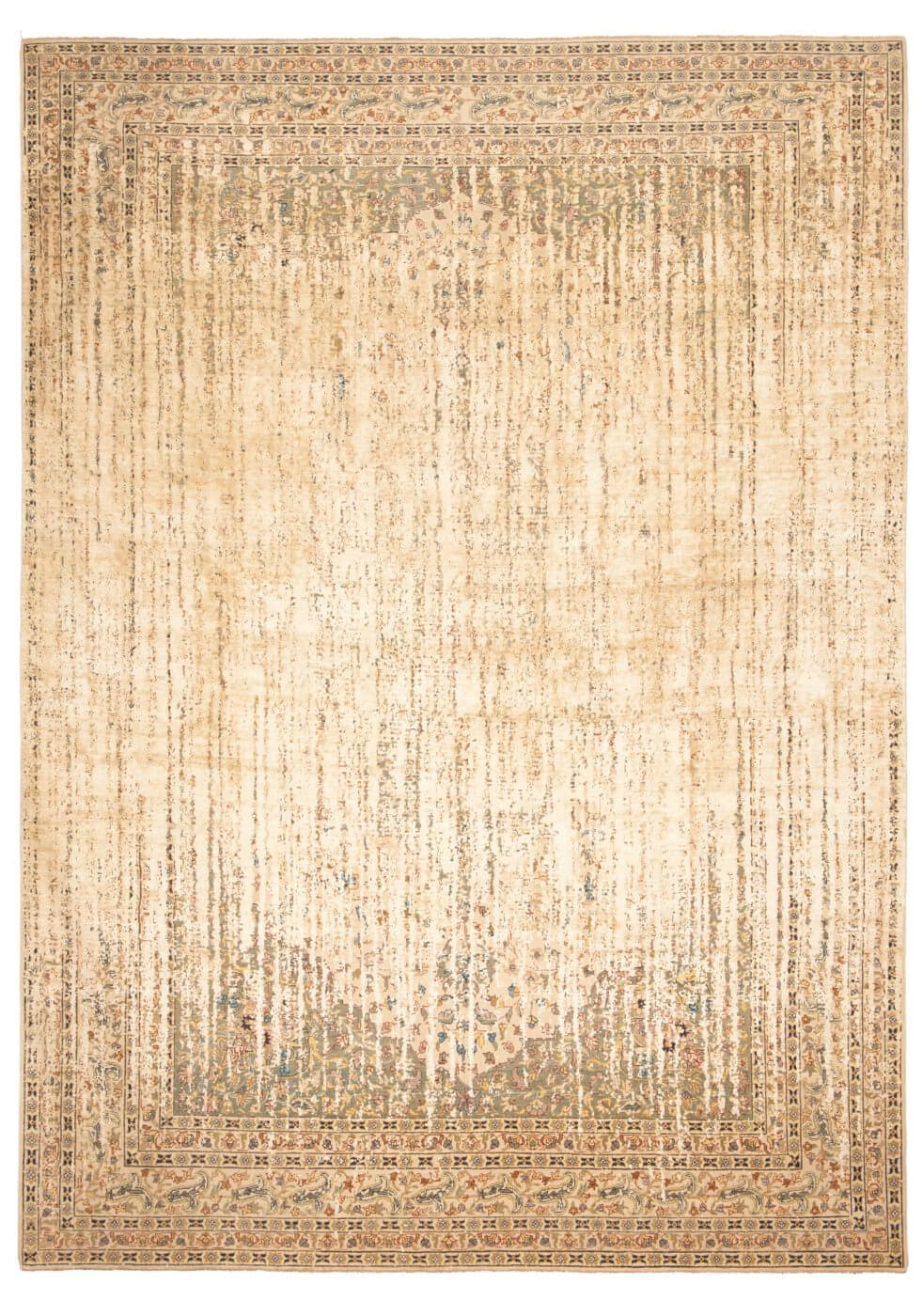 Tappeto Tabriz Park Doppio Vendetta Nero Beige Seta