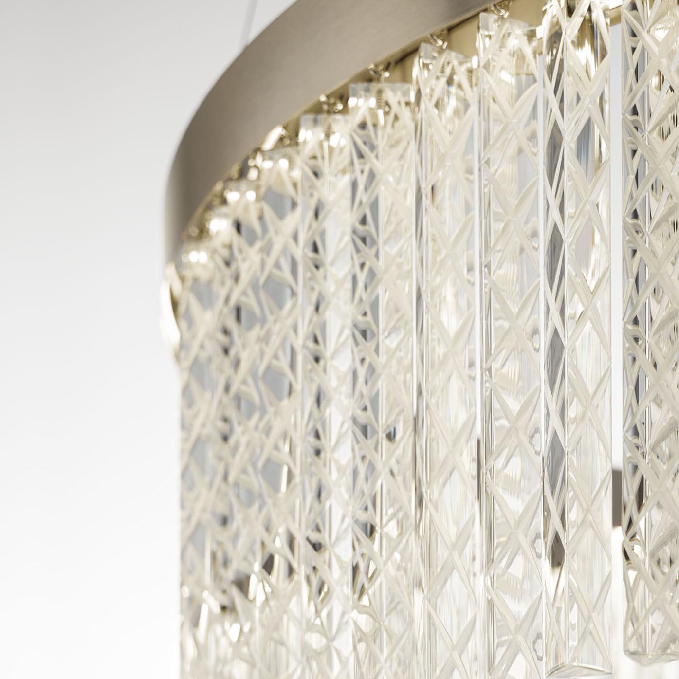 Lampadario in Cristallo Triedro Inciso a Mano